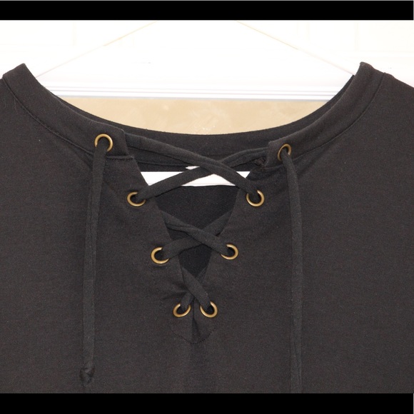 Black Lace-Up Women’s Sweatshirt - Picture 3 of 3